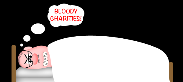Spectre lying awake angry at charities