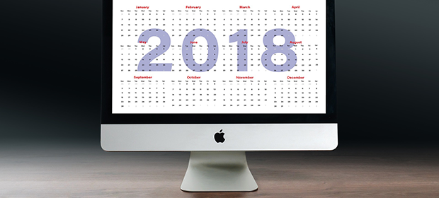 Computer screen showing 2018 calendar