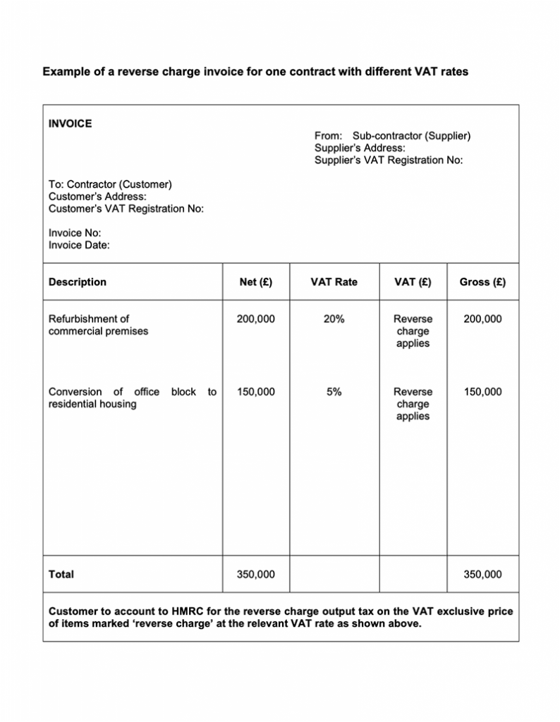 Example of invoice showing DRC VAT